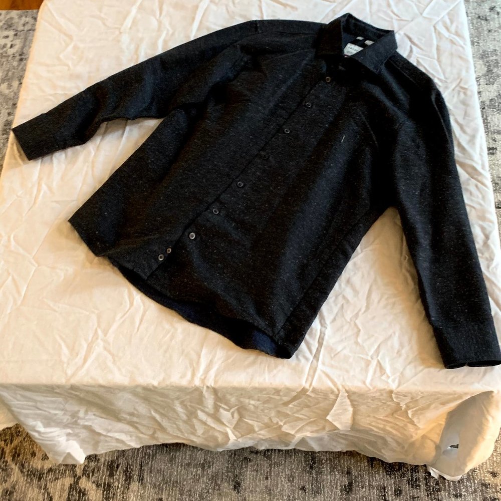 Haupt Button Up Shirt Dark Grey Pattern Size Large